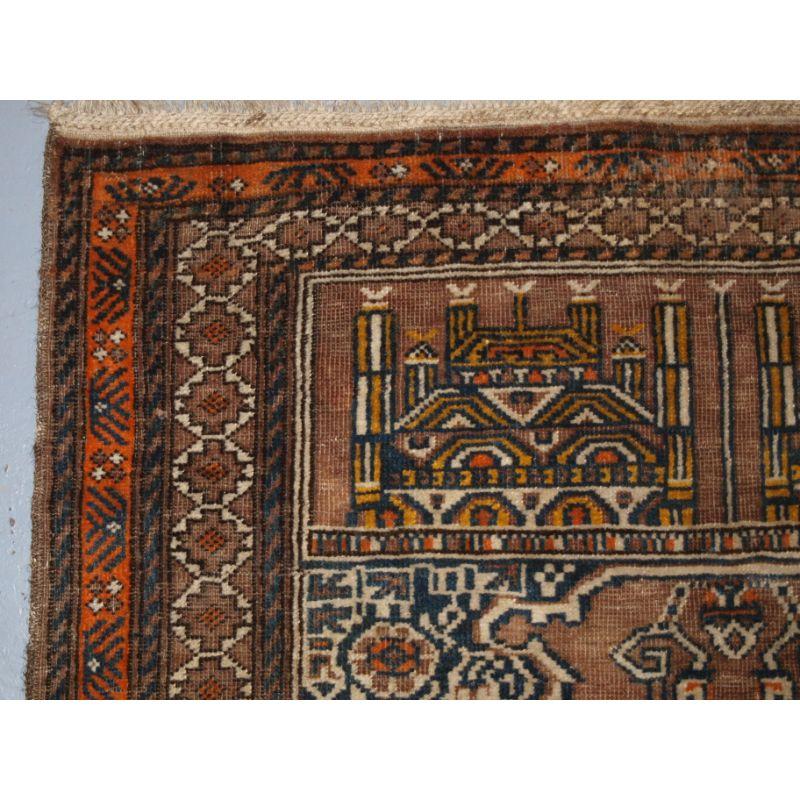 Old Afghan Prayer Rug of Traditional Village Mosque Design In Fair Condition For Sale In Moreton-In-Marsh, GB