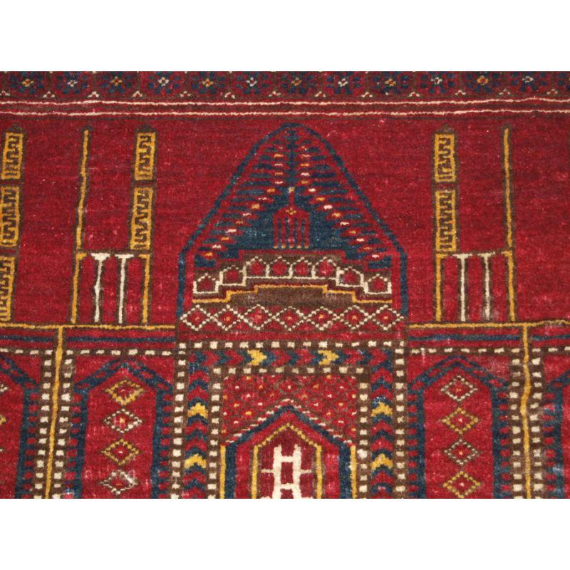 Old Afghanischer Gebetteppich im traditionellen Dorfmoschee-Design (19. Jahrhundert) im Angebot