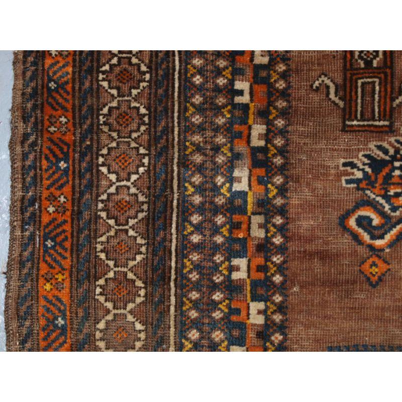 20th Century Old Afghan Prayer Rug of Traditional Village Mosque Design For Sale