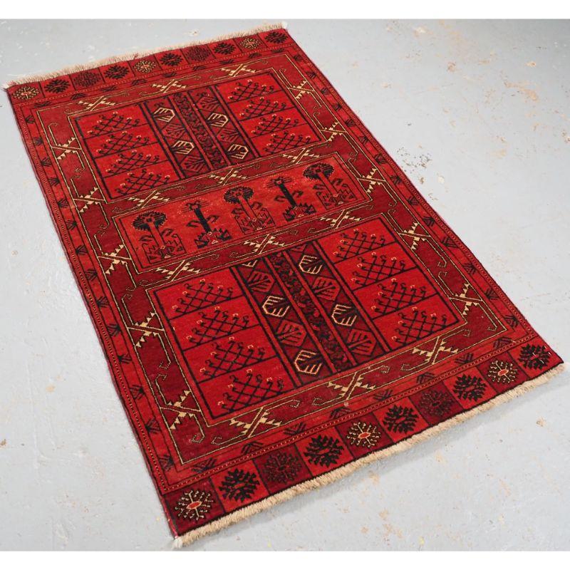 An interesting old Afghan Taghan Purdah (door hanging) from the region of Balkh which is on the plain of Afghan Turkestan.

This example is very similar to the one published by R.D.Parsons in his book ‘The Carpets of Afghanistan’. See colour plate