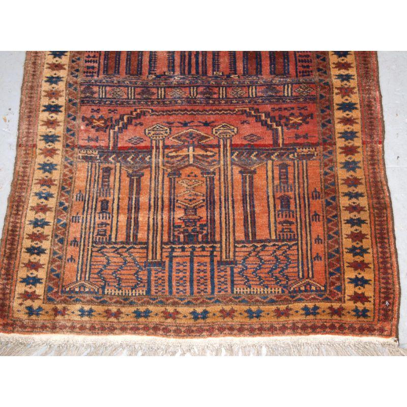 Old Afghan Village Prayer Rug, Possibly Zil Ayak, circa 1920 In Good Condition For Sale In Moreton-In-Marsh, GB