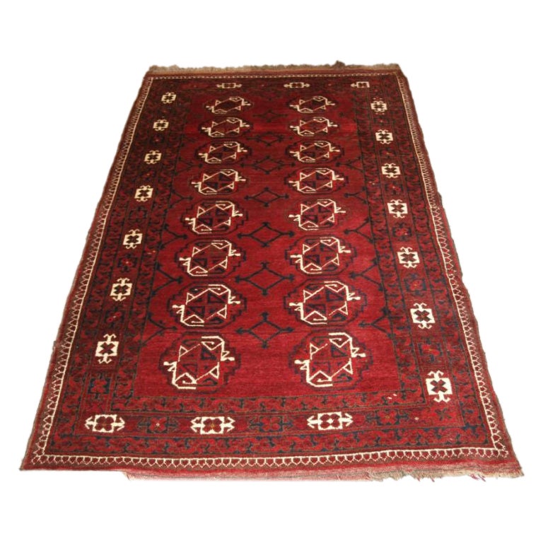 Altes afghanisches Dorfteppich mit traditionellem Ersari Kizil Ayak-Design
