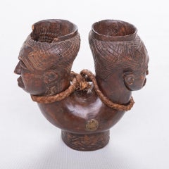Hand-Crafted African Cup Sculpture from Rwanda, Mid-20th Century