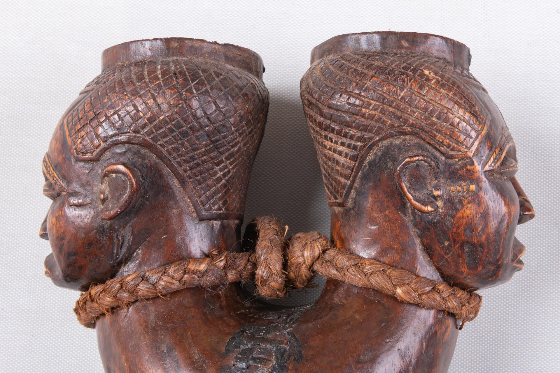 20th Century Old African Cup With Heads For Sale