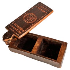 Old African Hand Carved Wooden Box 19th Century Brown Color Powder Box