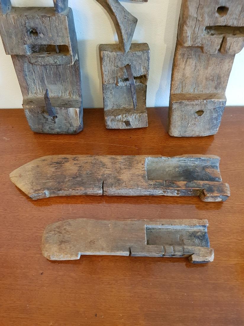 Old African Wooden Carved Figurative Door Lock Parts For Sale 1