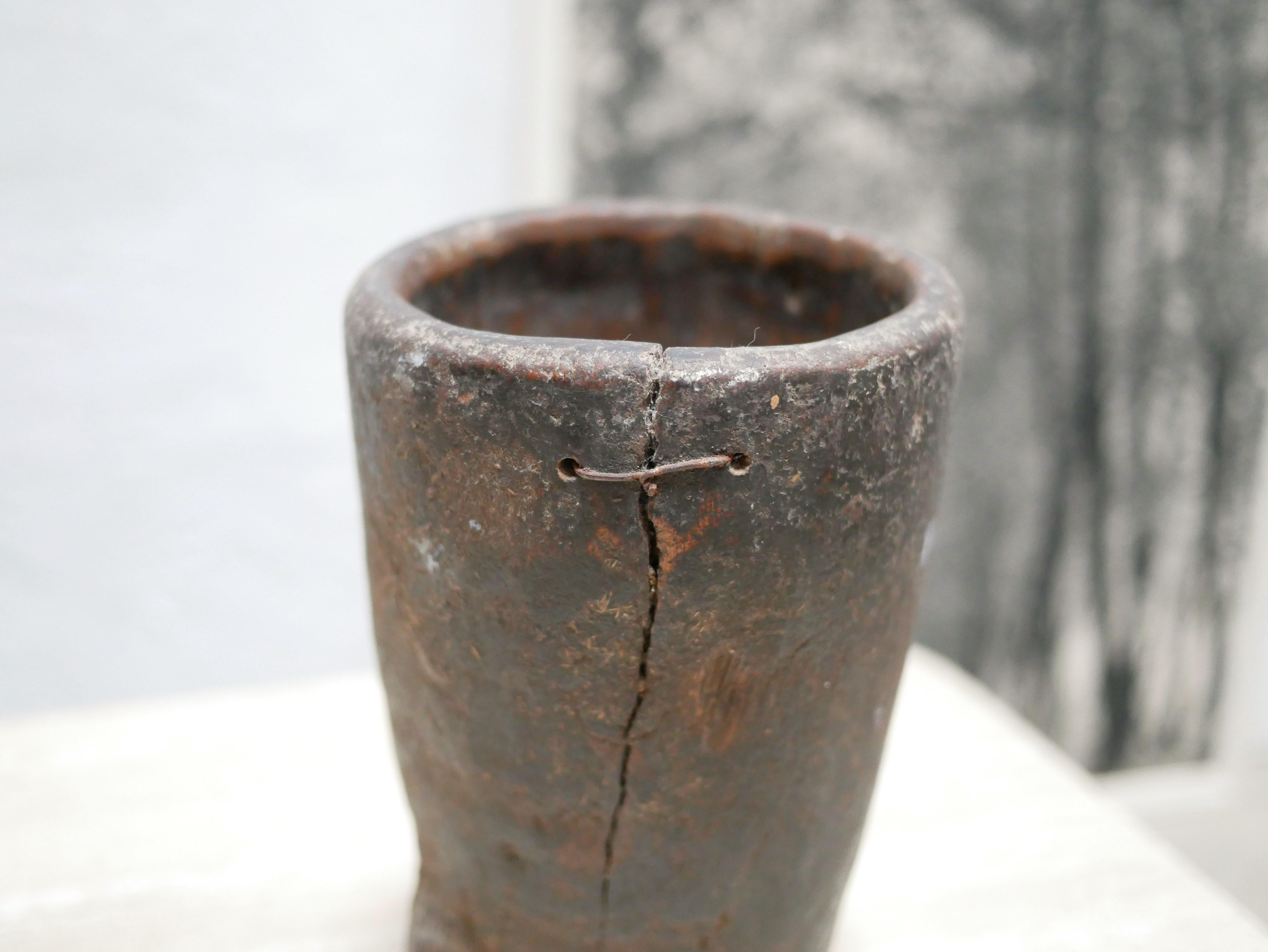 20th Century Old African Wooden Mortar For Sale