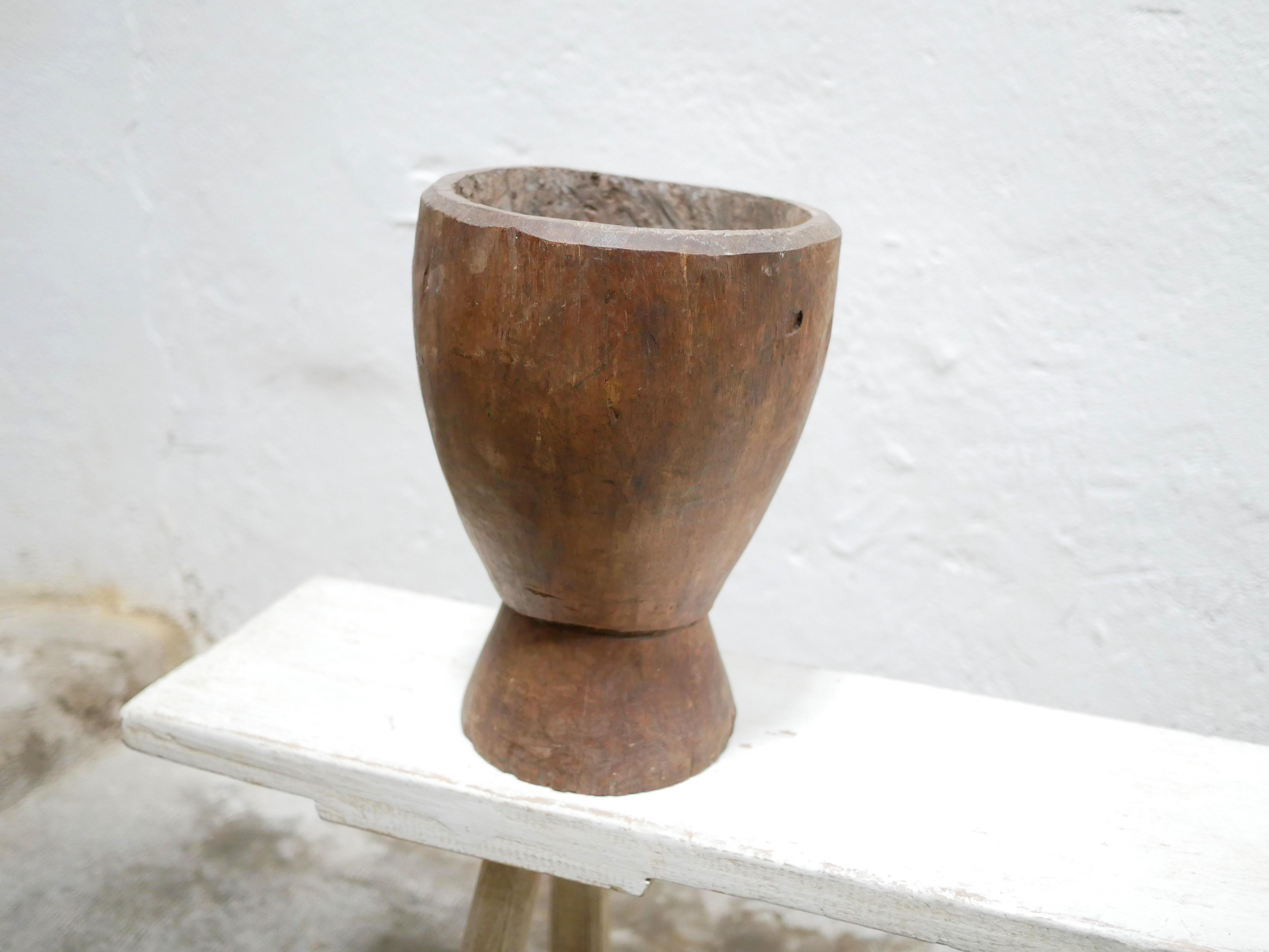 Old African Wooden Mortar For Sale 4