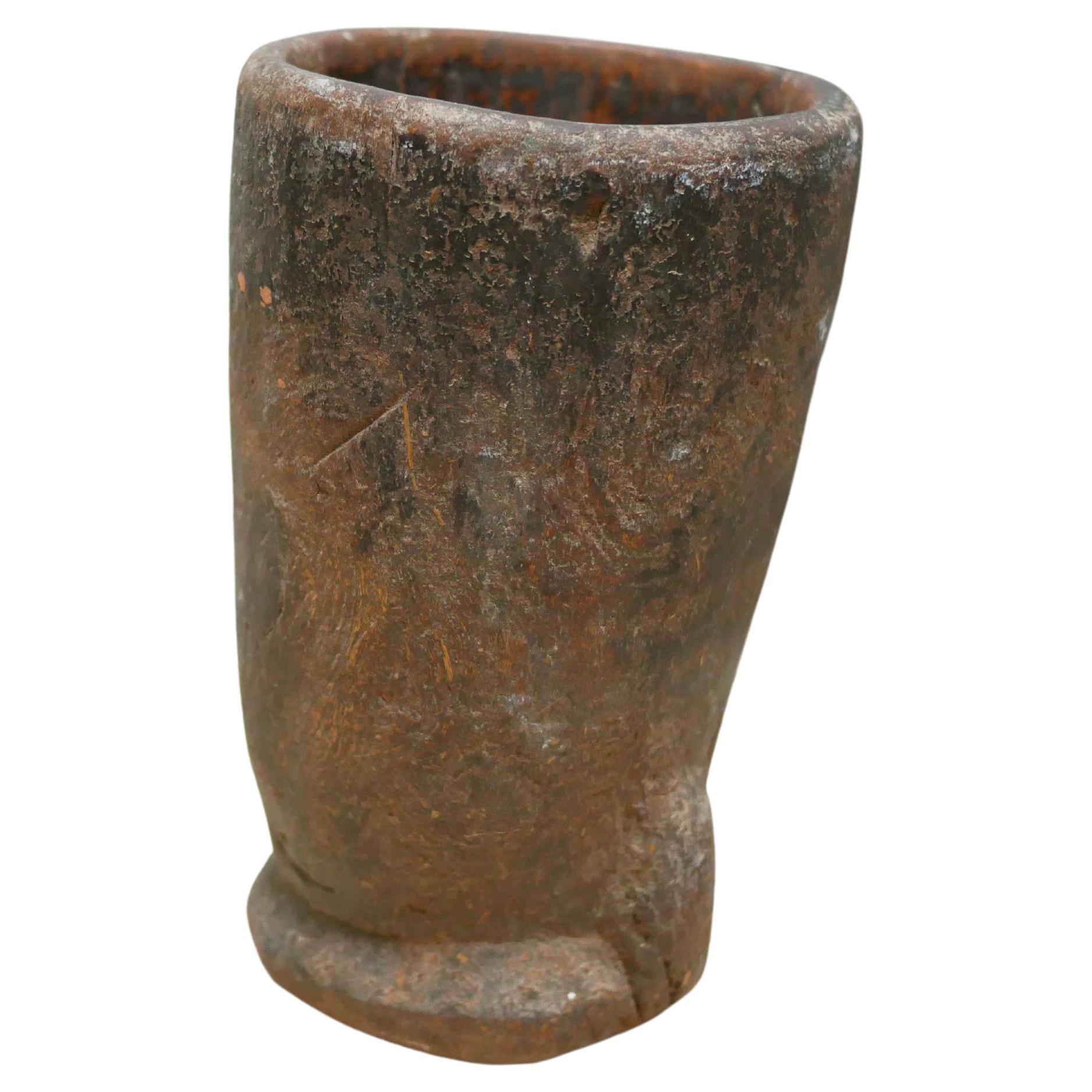 Old African Wooden Mortar For Sale