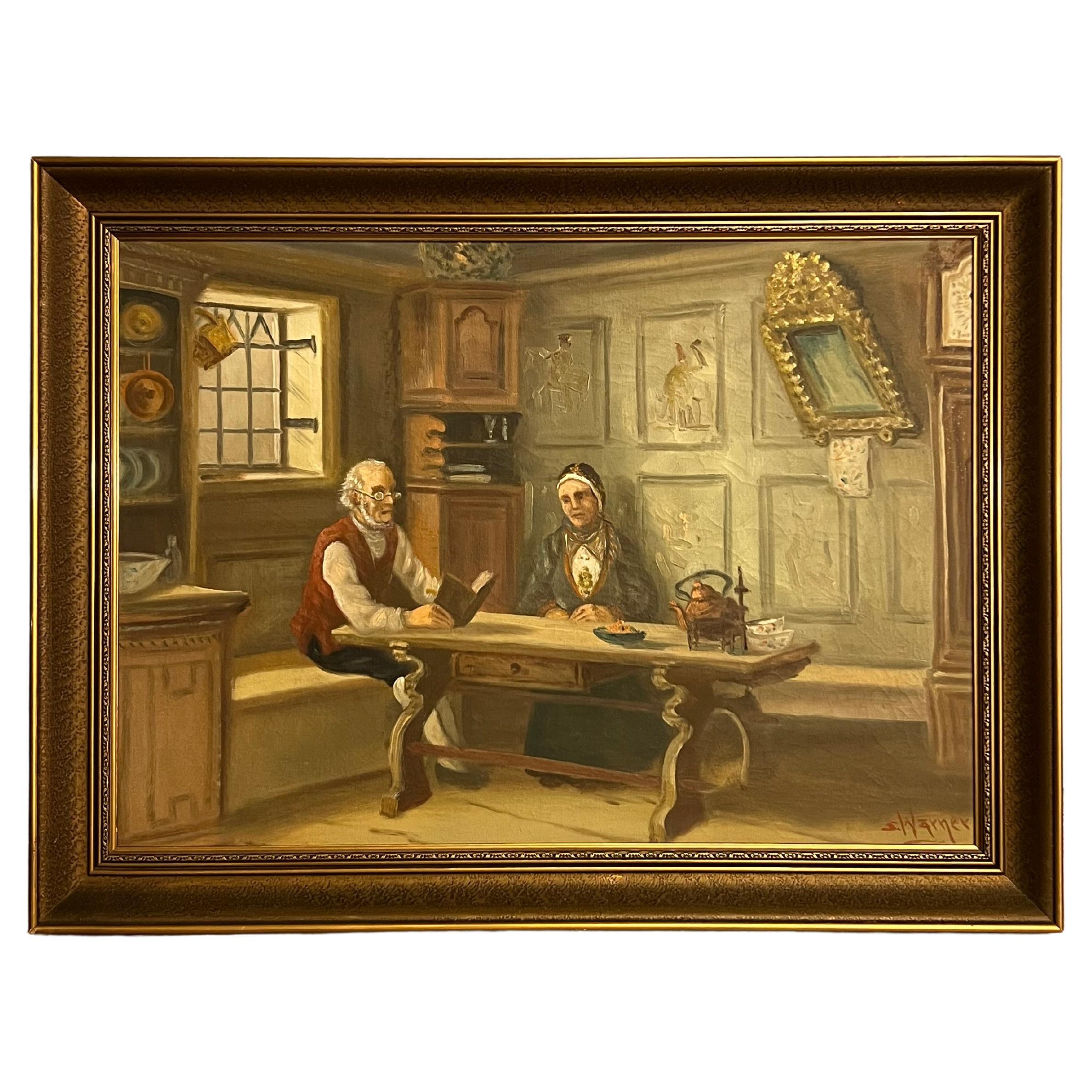 "Solitudine della vecchiaia", Olio su tela, Arte Romantica Nazionale Norvegese, 1930/40 ca. in vendita