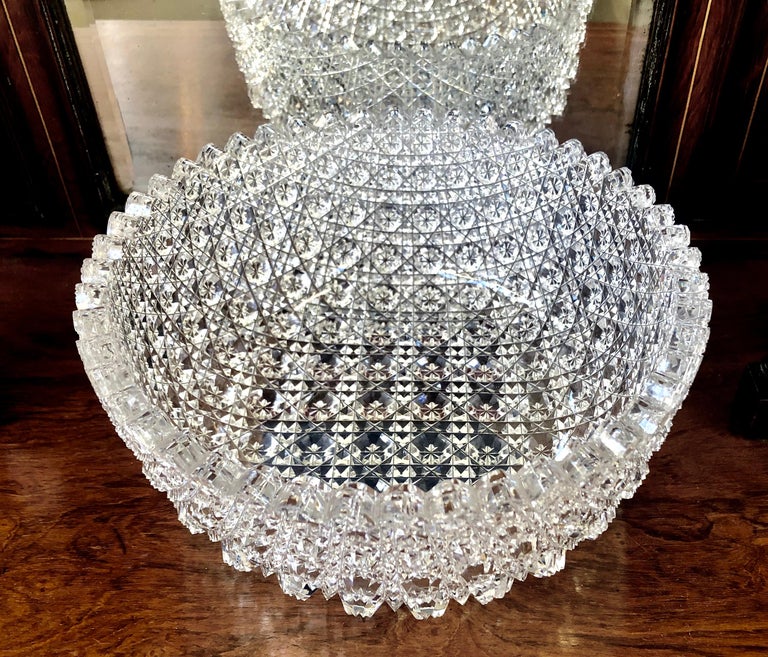 Old American Brilliant Period Handcut Round Russian Cut Pattern Bowl at