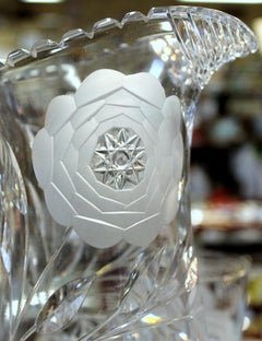 Old American Handcut Crystal "Floral Period" Five Piece "Clark" Lemonade Set