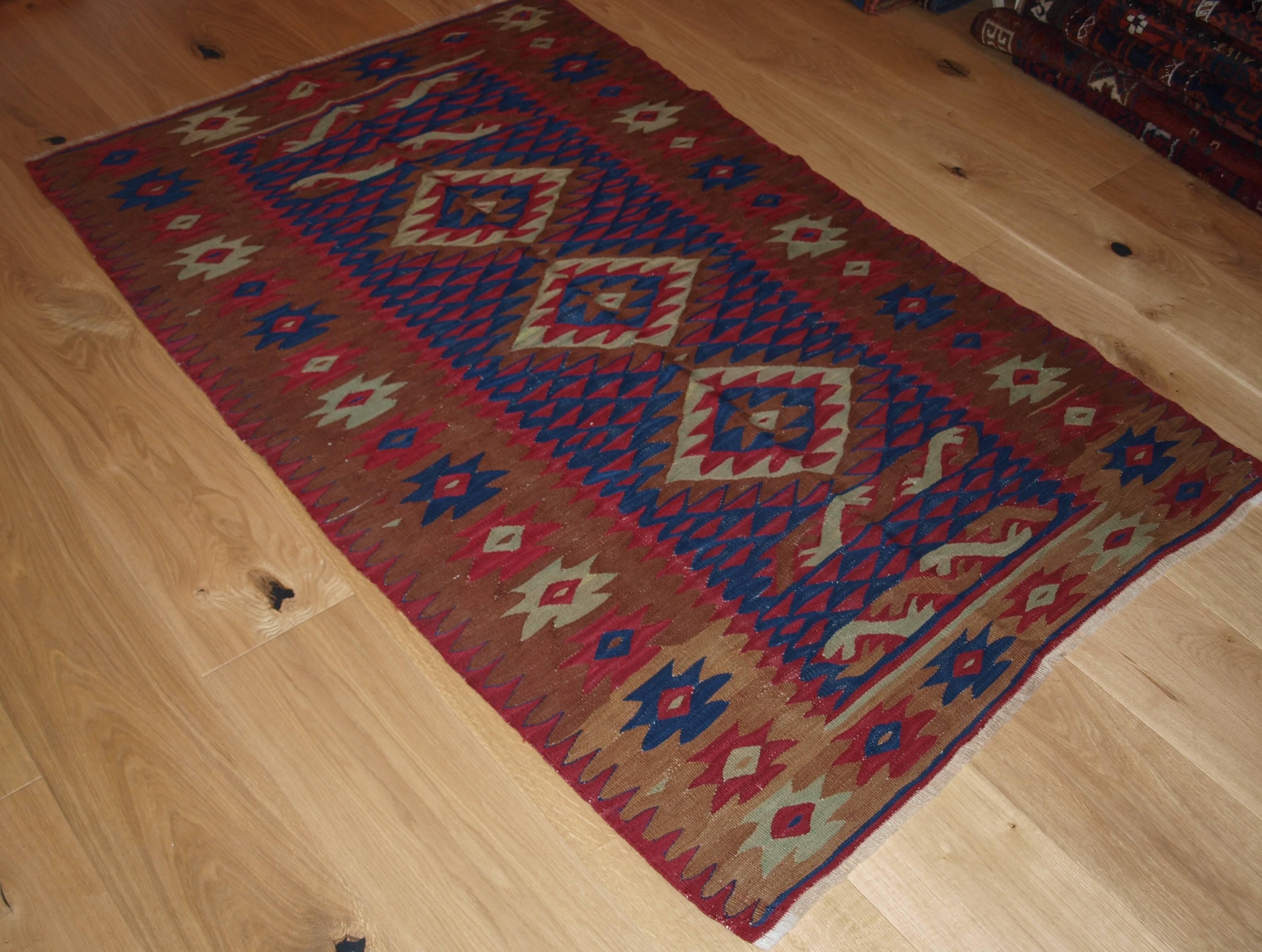 Size: 5ft 1in x 3ft 2in (156 x 97cm).
Old Anatolian Sharkoy kilim, Western Turkey or the Balkans,
circa 1920
Sharkoy kilims are also known as Sarkoy or Thracian, they originate from Western Turkey or the region known as European Turkey or The