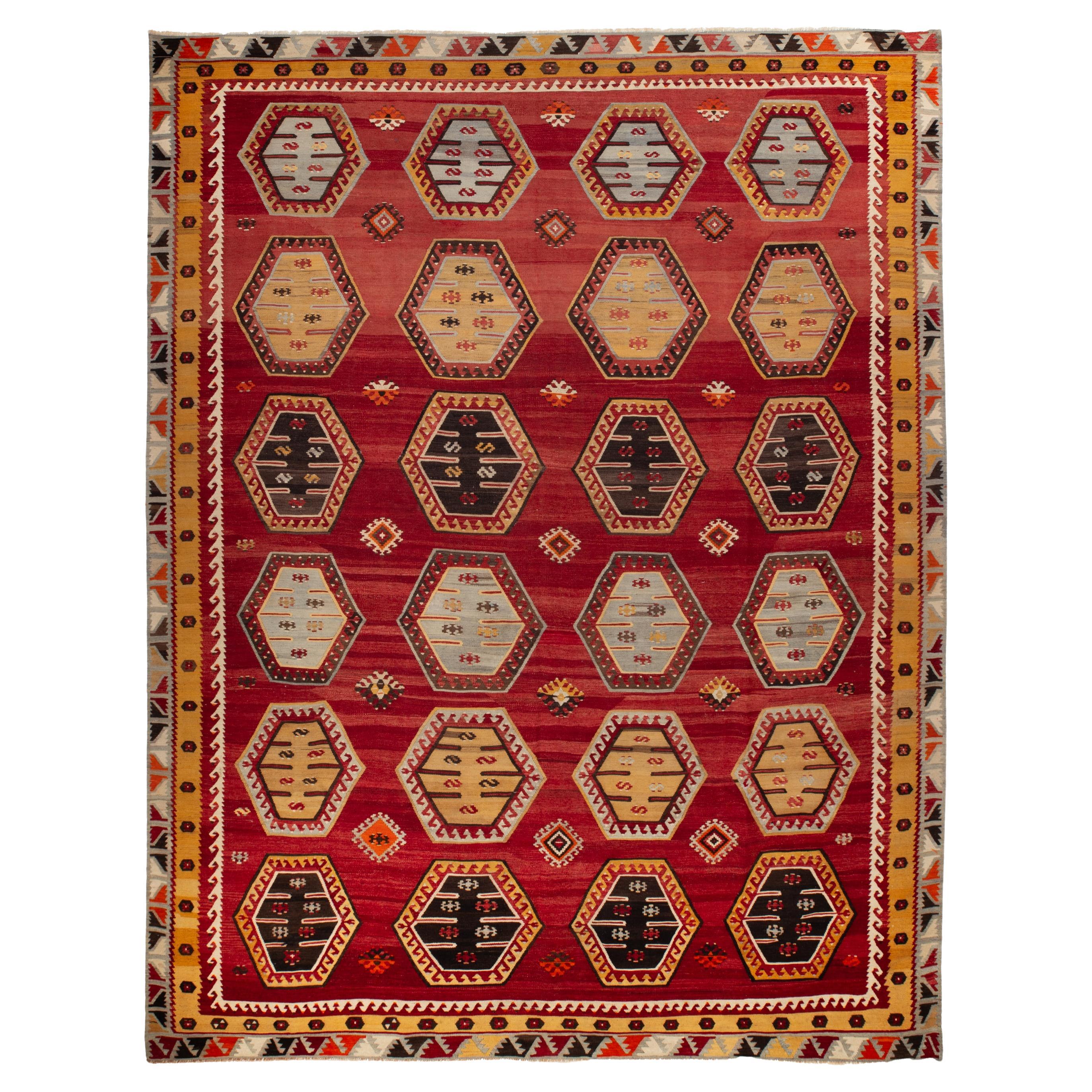 Kilim antiguo de lana de Anatolia, Turquía, años 30