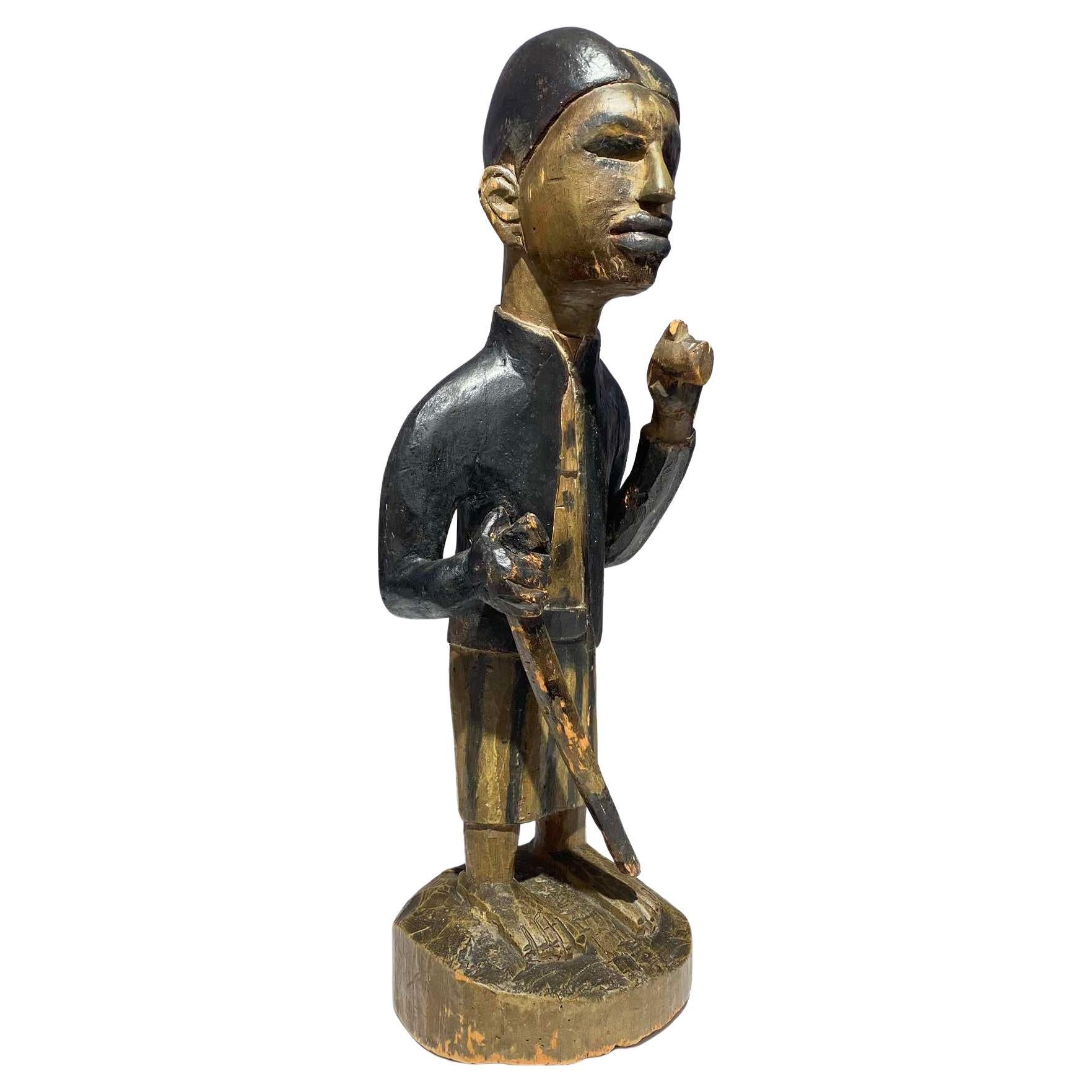 Vecchia ed eccezionale statua antropomorfa Yombe Woyo Kongo Tribe Dr. Congo 19th