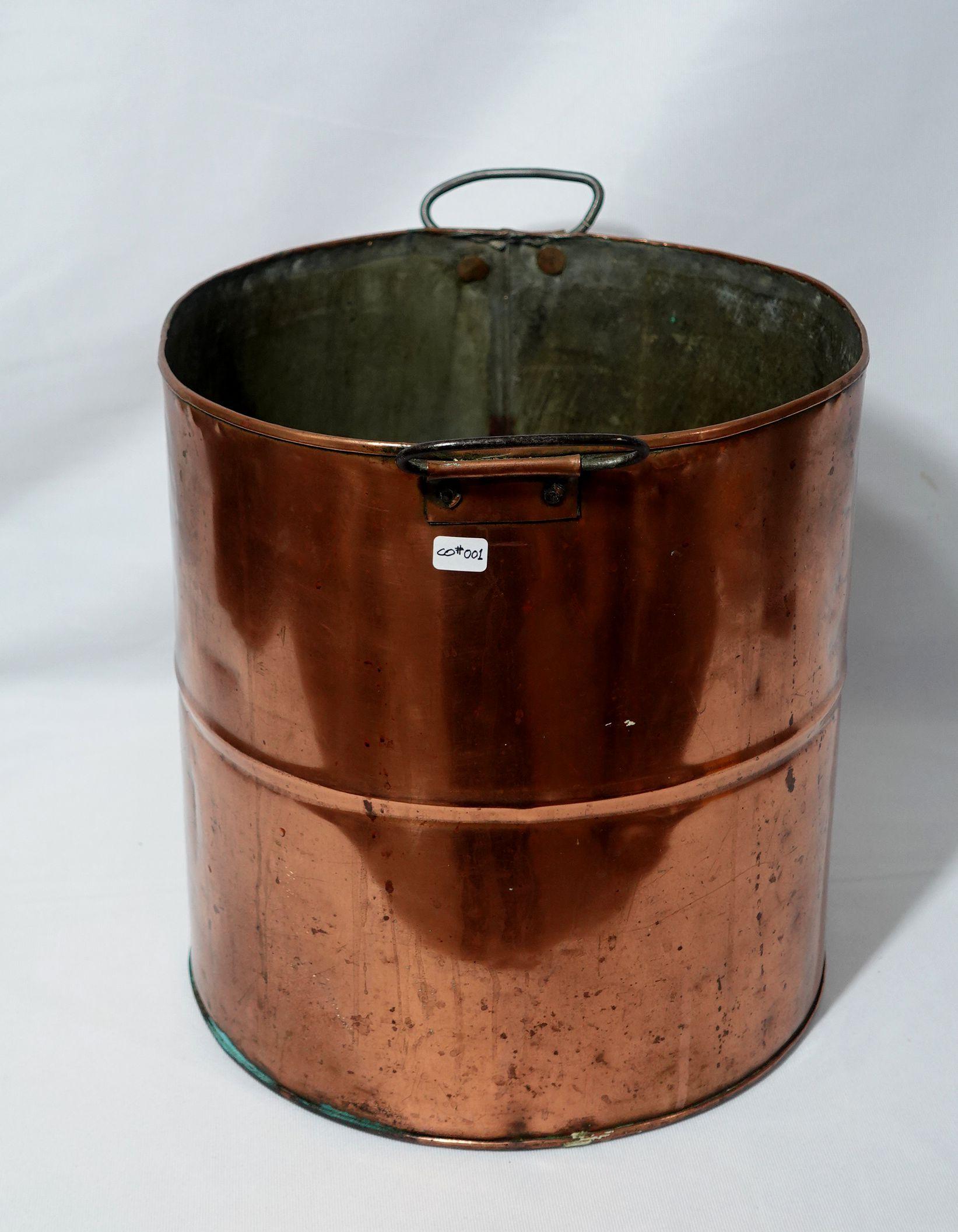 Hand-Crafted  Old and Large Hand Hammered Copper Bucket/Stockpot CO#001