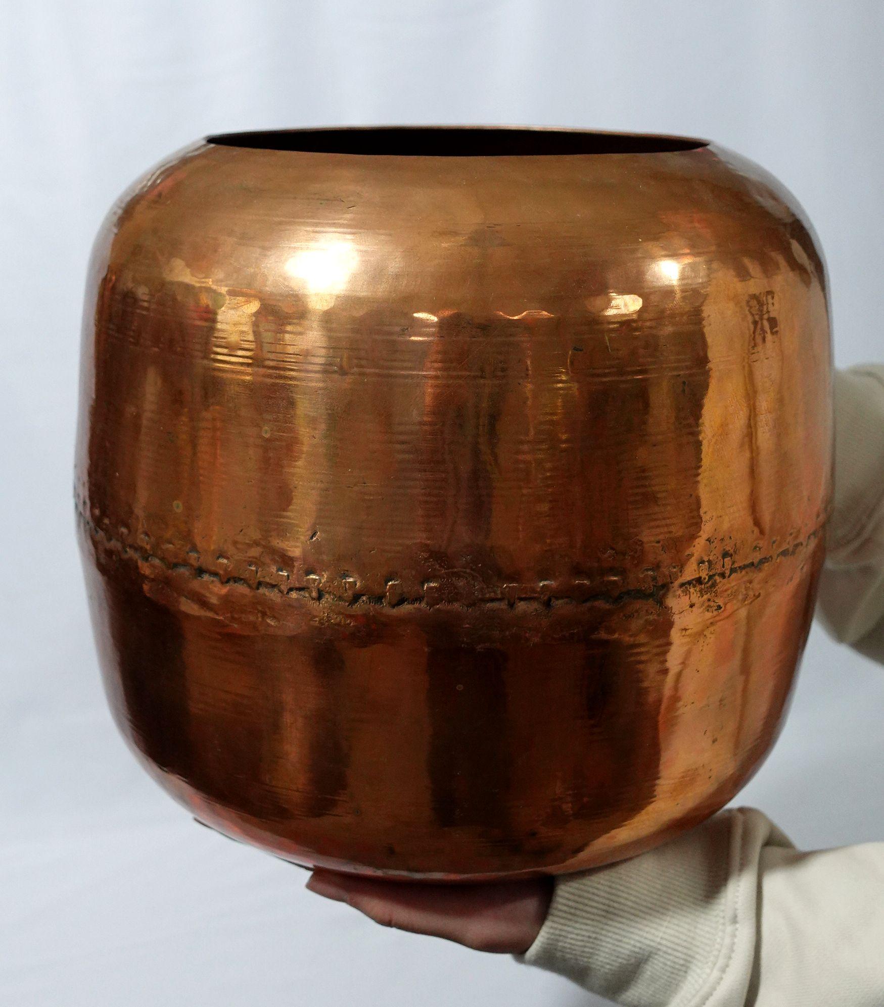 Old and Large Hand Hammered Solid Copper Bucket/Stockpot CO#002 For Sale 6