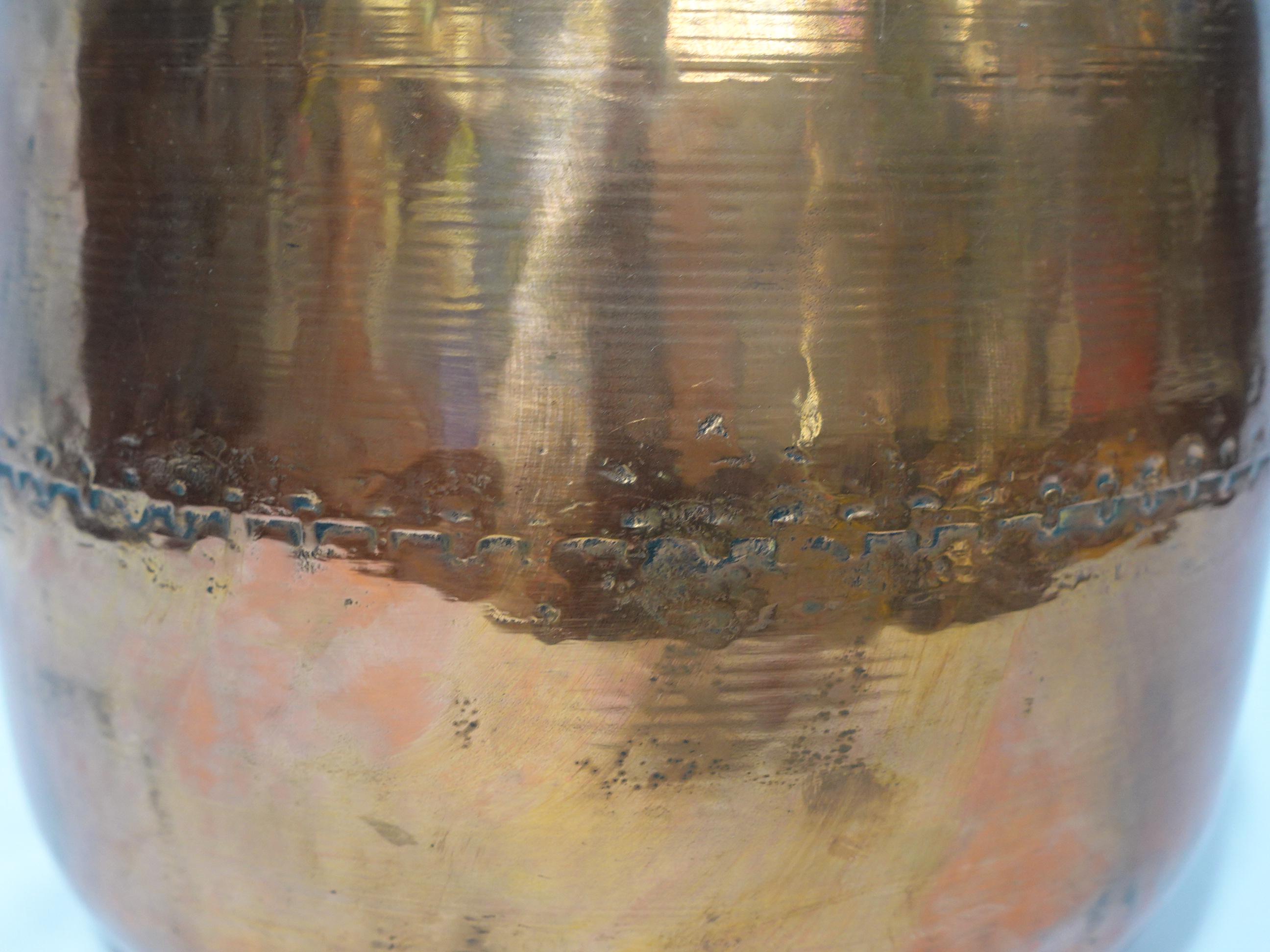 Old and Large Hand Hammered Solid Copper Bucket/Stockpot CO#002 In Good Condition For Sale In Norton, MA
