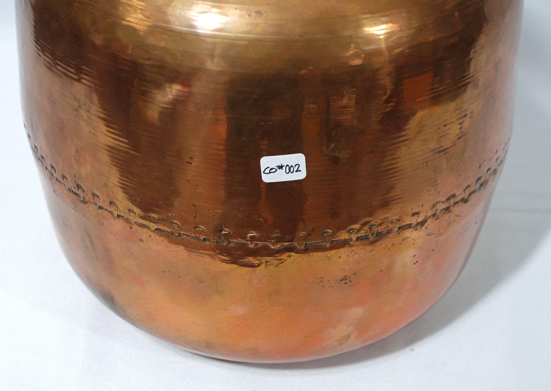 Brass  Old and Large Hand Hammered Solid Copper Bucket/Stockpot CO#002 For Sale