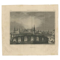 Old and Rare Antique Print of Moscow in Russia, 1841