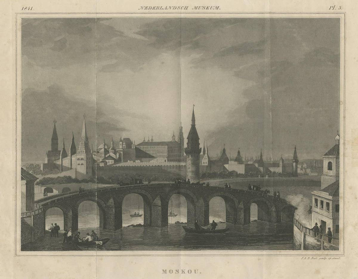Old and Rare Antique Print of Moscow in Russia, 1841