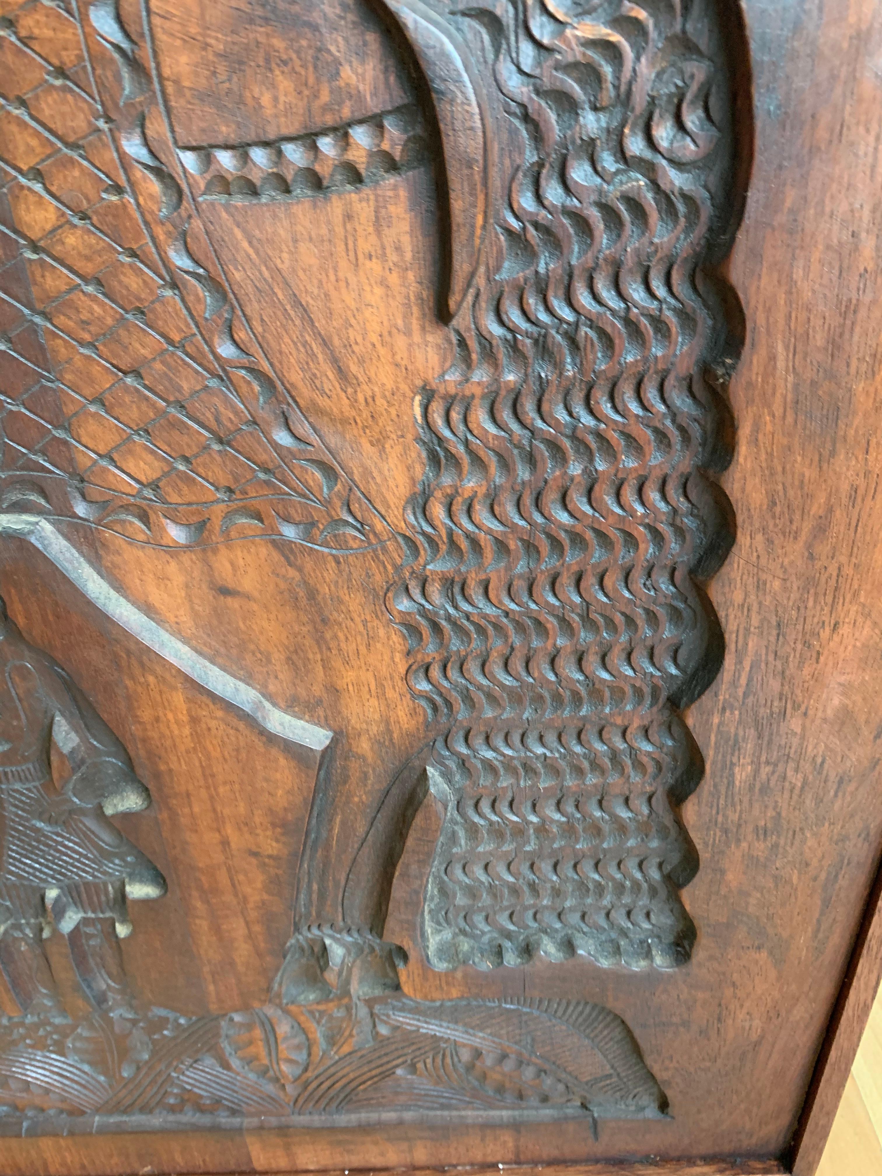 Dutch Old and Very Large Solid Hard Wood, Folk Art Gingerbread Mold for Wall Display