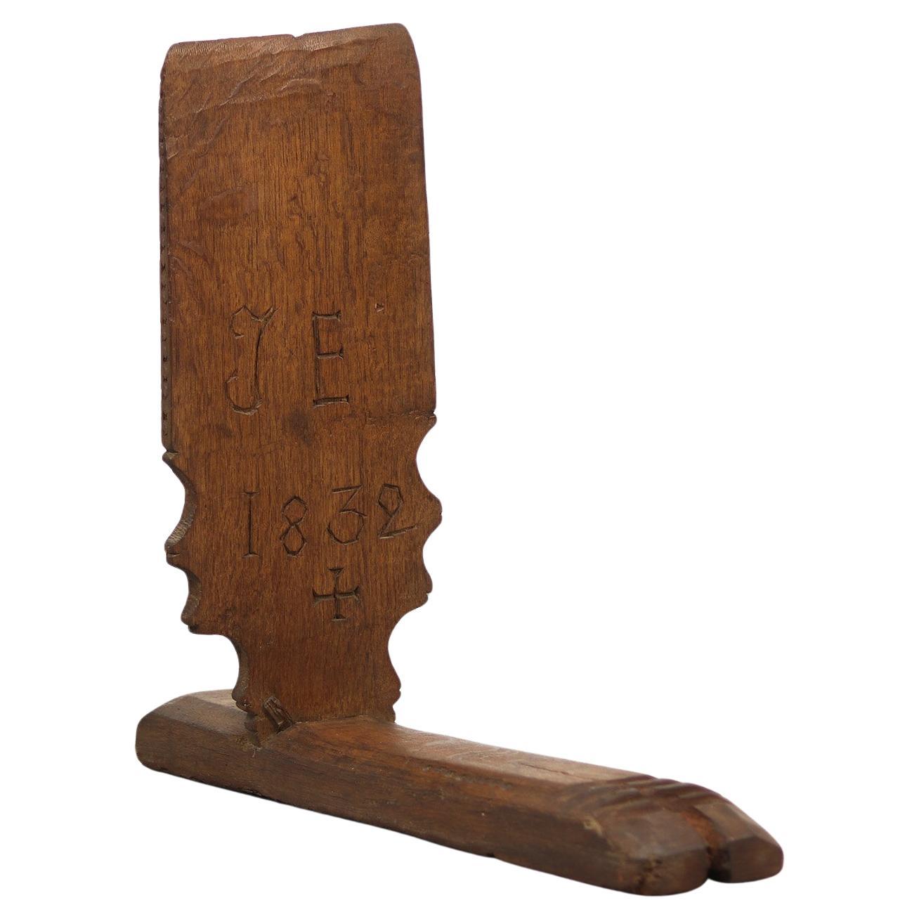 Old Antique Farmhouse Rustic "Schwingstock" Ornamental Object from 1832