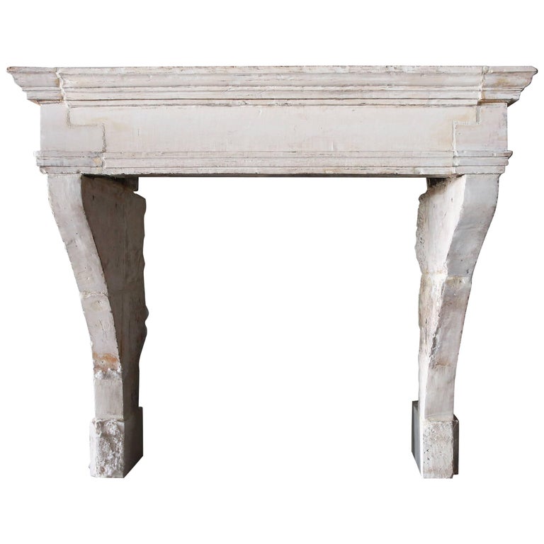 Old Antique Fireplace of French Limestone For Sale