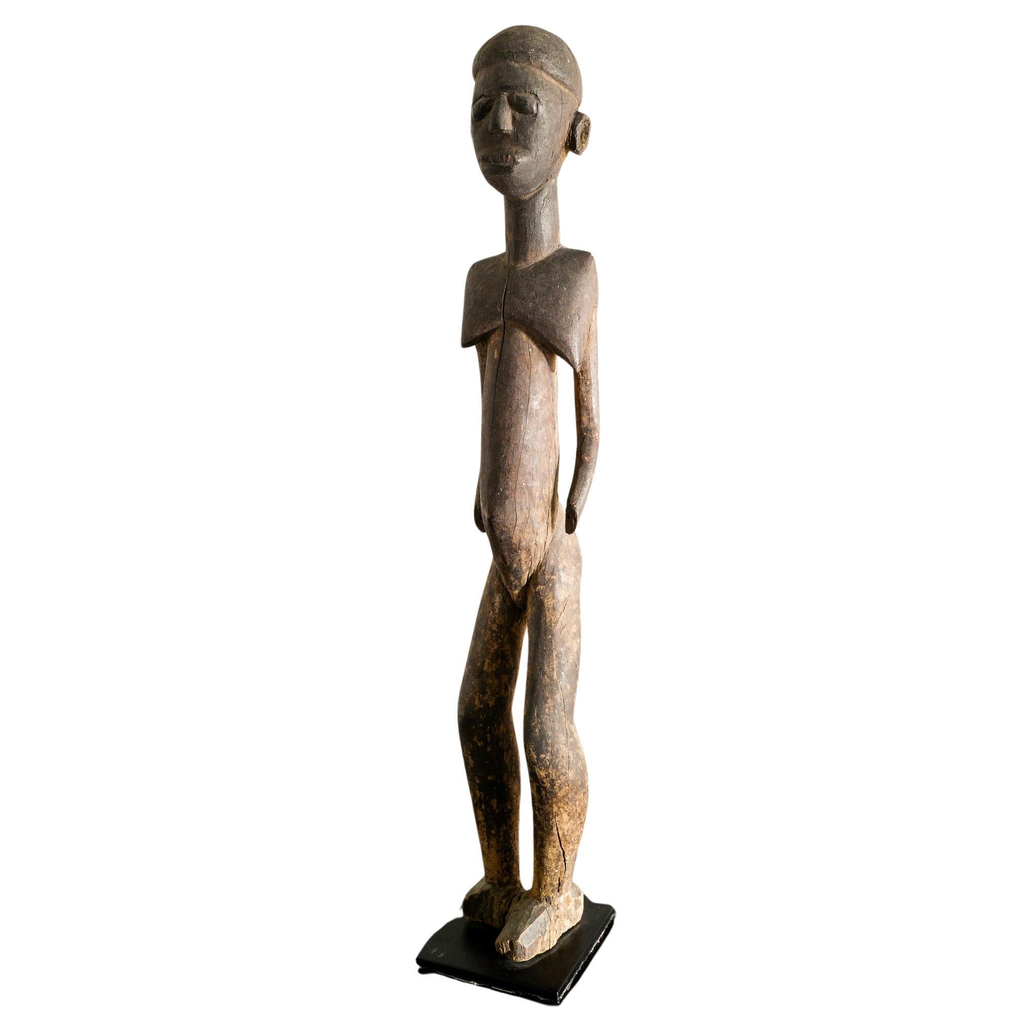 Old Antique Lobi Wooden Female Figure Sculpture Produced in Burkina Faso, Africa