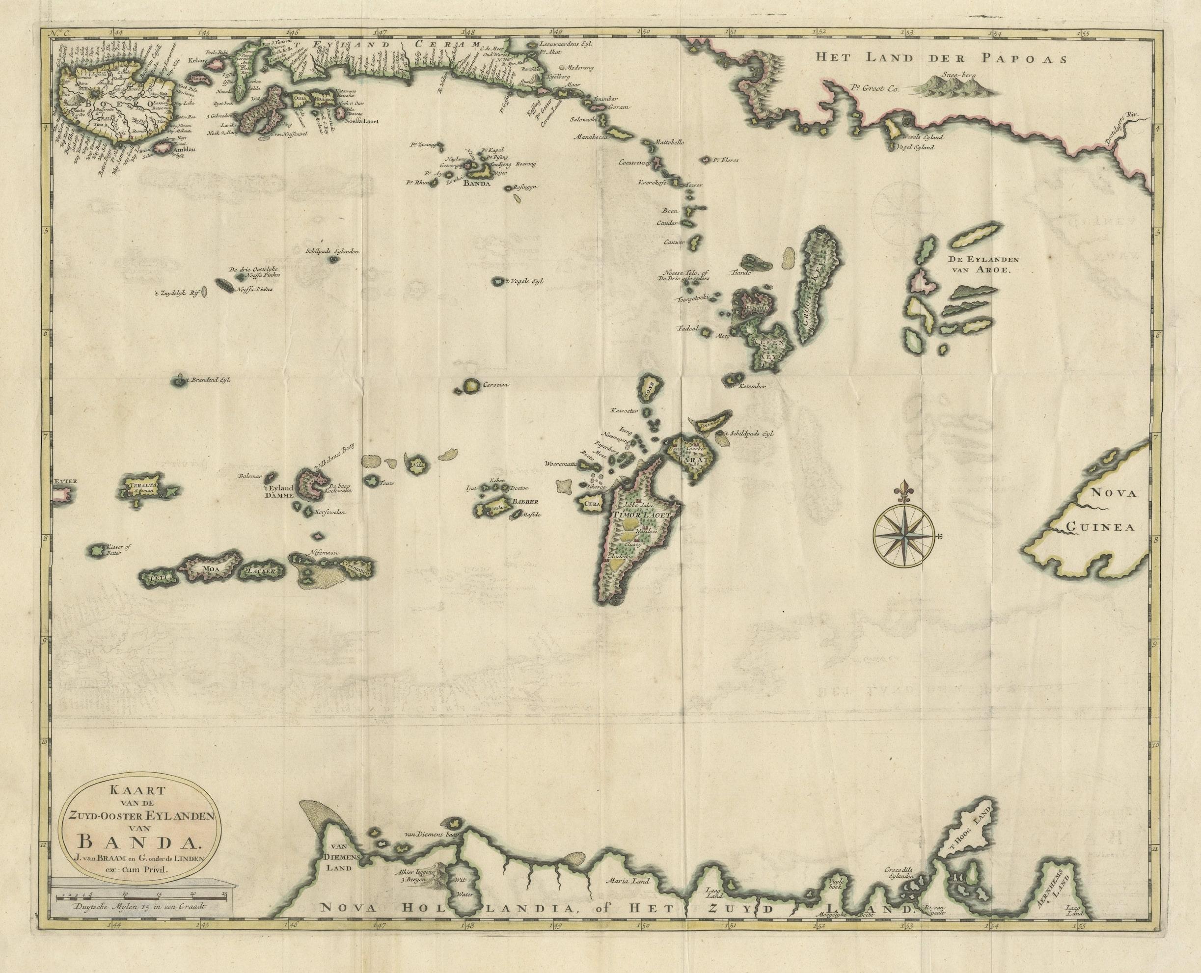 Old Antique Map der Banda-Inseln ( Südostasien), Indonesien und Nordaustralien im Zustand „Gut“ im Angebot in Langweer, NL