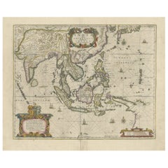 Ancienne carte des Indes orientales et du Southeast Asia, vers 1644