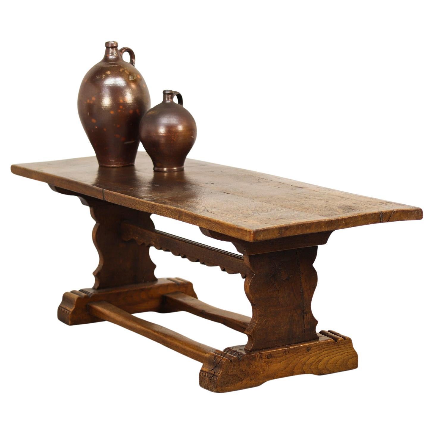 Old Antique Rustic Farmhouse Refectory Coffee Table from Solid Oak For Sale