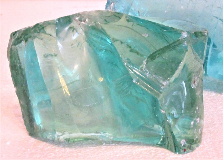 Old Aqua Green Factory Cullet Glass Chunks For Sale at 1stDibs