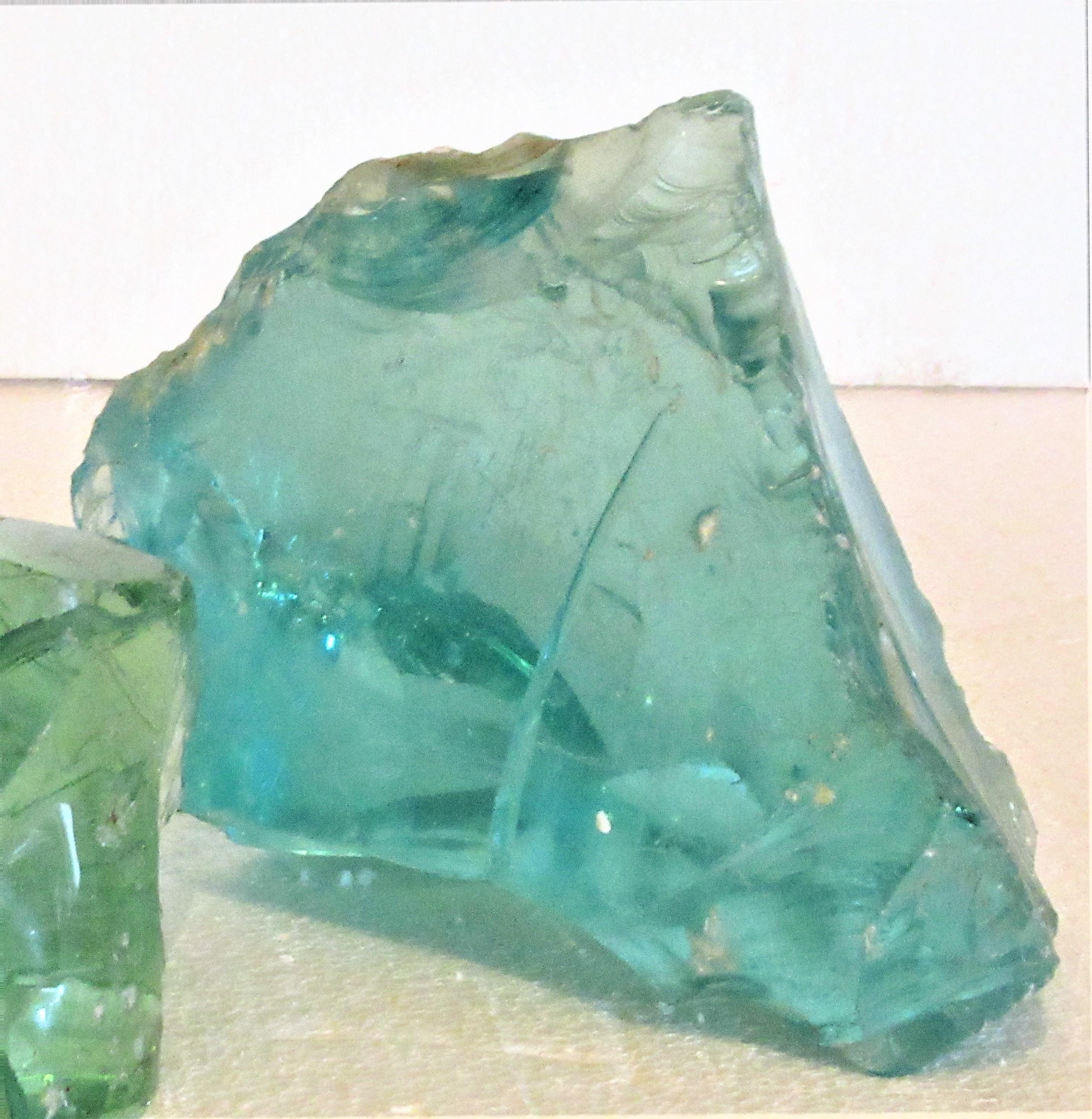 Old Aqua Green Factory Cullet Glass Chunks In Good Condition In Rochester, NY