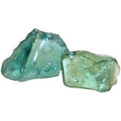 Old Aqua Green Factory Cullet Glass Chunks