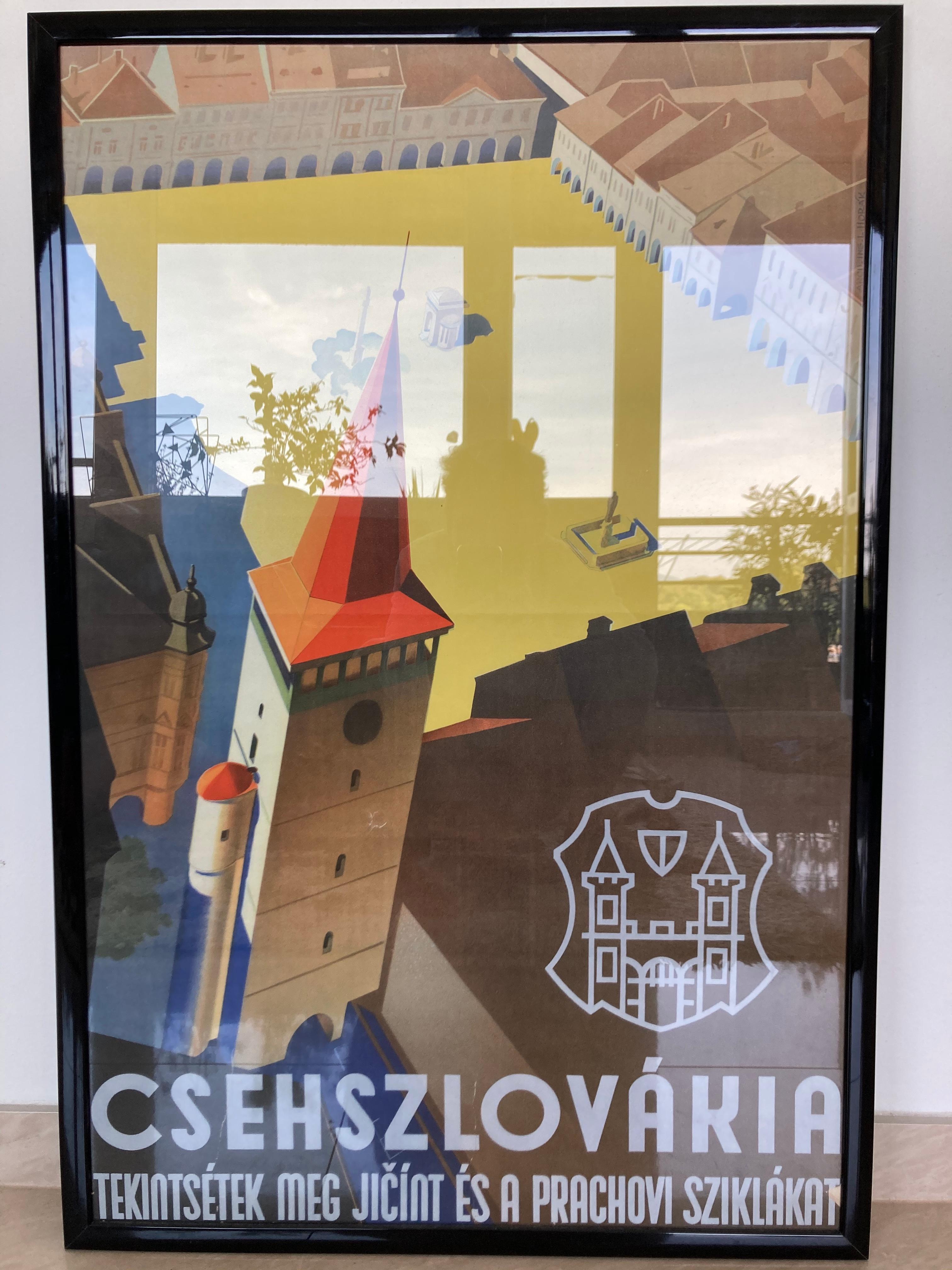 Czech Old Art Deco Advertising Poster, 1930s For Sale