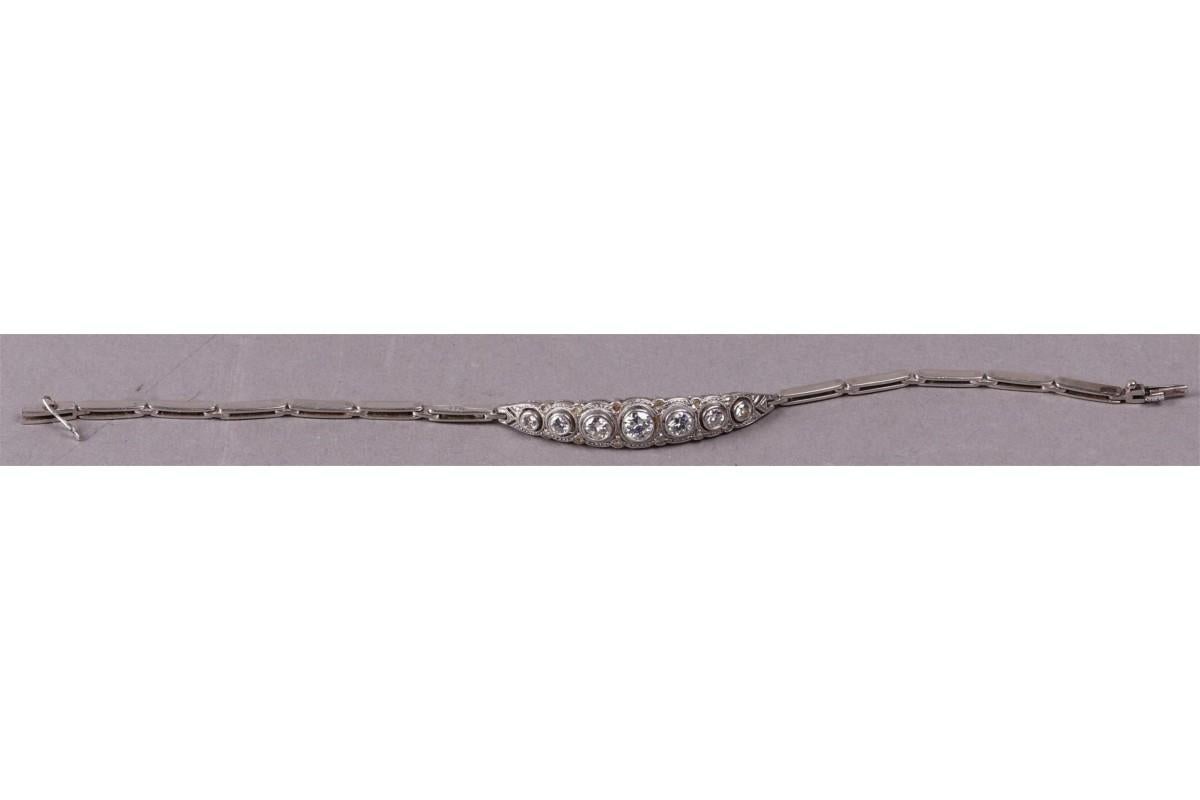 Old Art Deco bracelet with diamonds, 1930s. For Sale 5