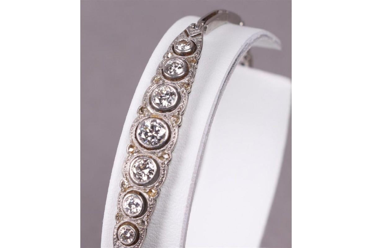 Old Art Deco bracelet with diamonds, 1930s. In Good Condition For Sale In Chorzów, PL