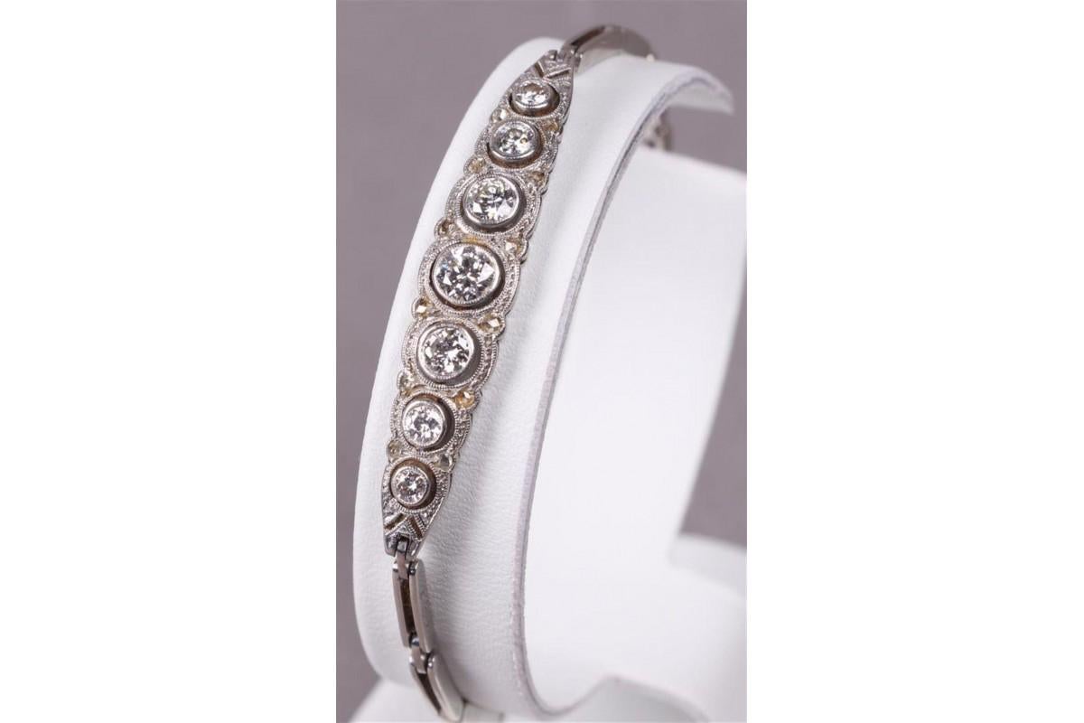 Old Art Deco-Armband mit Diamanten, 1930er-Jahre. im Zustand „Gut“ in Chorzów, PL