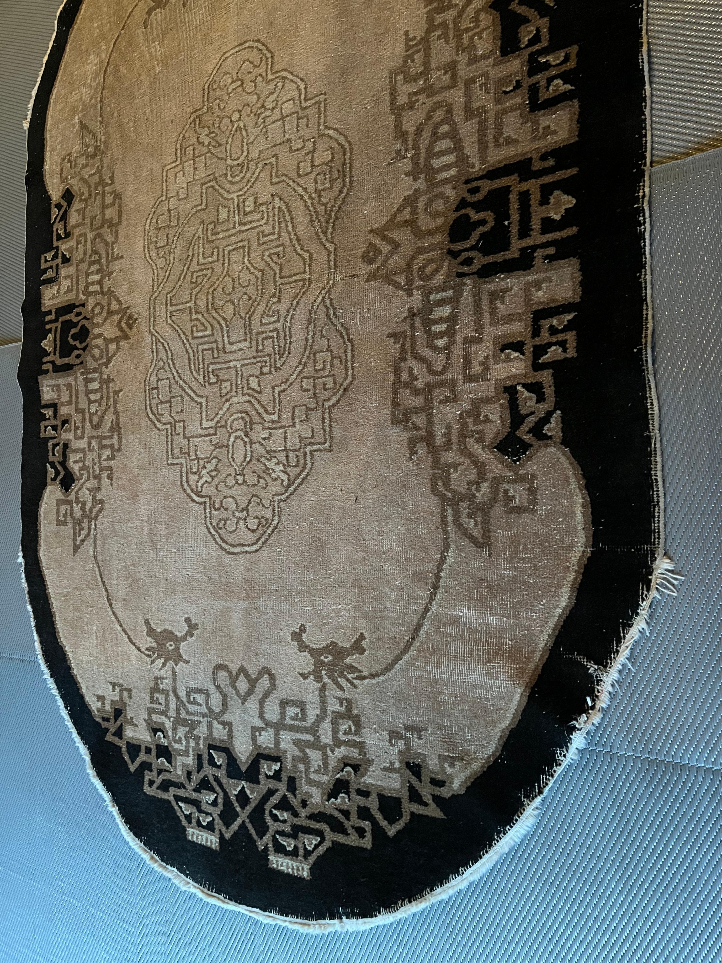 Tapis ovale Art Déco chinois ancien en vente 5