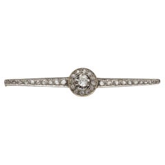 Vintage Old Art Deco gold brooch with diamonds, circa 1940s.