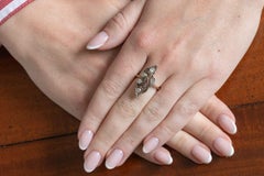 Old Art Nouveau gold and silver ring with diamonds.