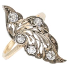 Old Art Nouveau gold and silver ring with diamonds.