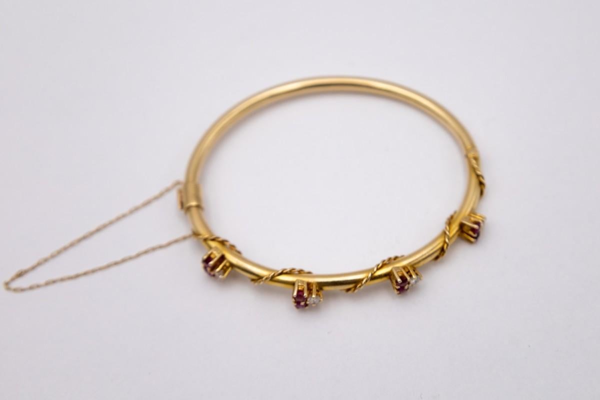 Altes Jugendstil-Goldarmband aus Gold mit Rubinen und Diamanten im Zustand „Gut“ im Angebot in Chorzów, PL