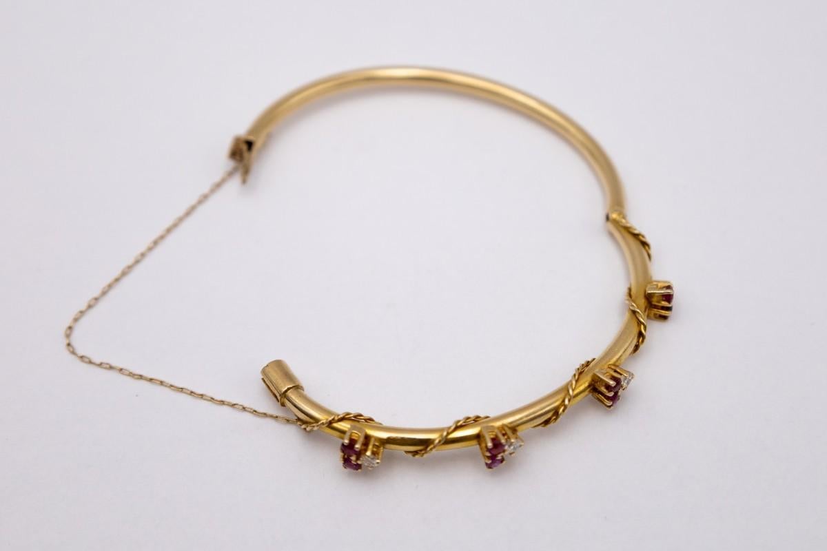 Altes Jugendstil-Goldarmband aus Gold mit Rubinen und Diamanten für Damen oder Herren im Angebot