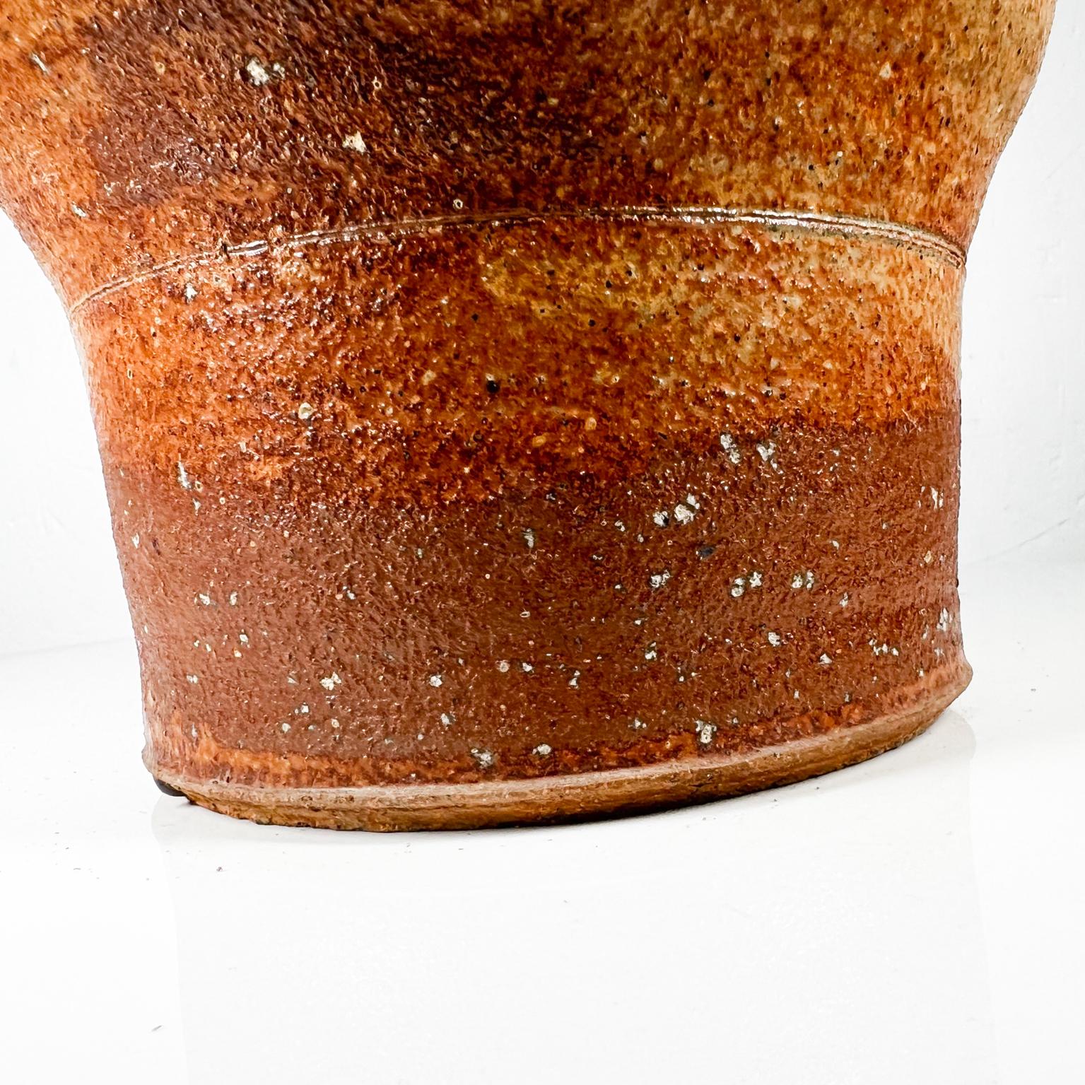 Old Art Pottery Sculptural Lidded Vessel Textured Jar Signed 2