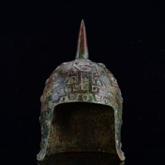 Old Asian Bronze General’s Helmet – Traditional Warrior Armor Artifact