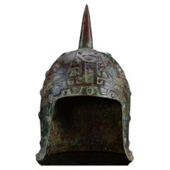 Old Asian Bronze General’s Helmet – Traditional Warrior Armor Artifact