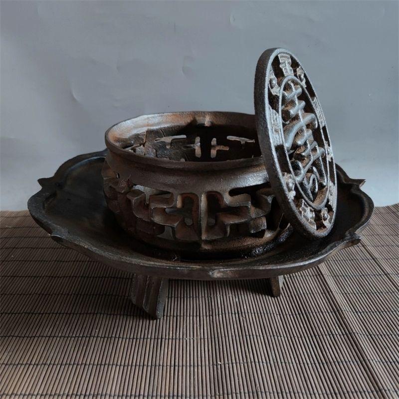 Bruciatore di ferro asiatico antico da 32 cm con modello di longevità e copertura in vendita 1