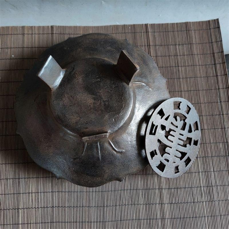 Bruciatore di ferro asiatico antico da 32 cm con modello di longevità e copertura in vendita 3